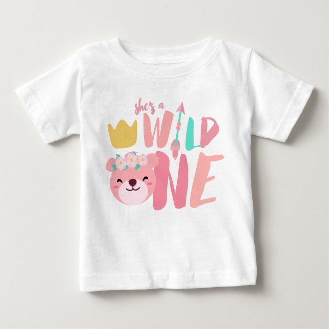 Camiseta Para Bebê Seta e Lionesidade Selvagem | Menina de 1 ano (Frente)