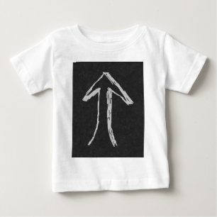 Camiseta Para Bebê Seta que aponta acima. Cinzas no fundo escuro
