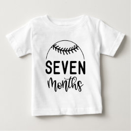 Camiseta Para Bebê Sete Meses de Beisebol Baby Milestone -