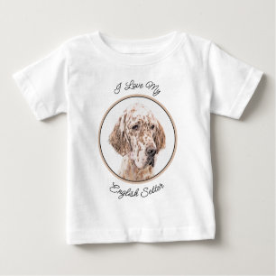 Camiseta Para Bebê Setter Inglês Laranja Belton Pintando Arte Cão