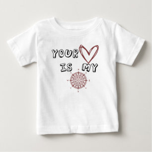 Camiseta Para Bebê Seu Coração é meu Compass