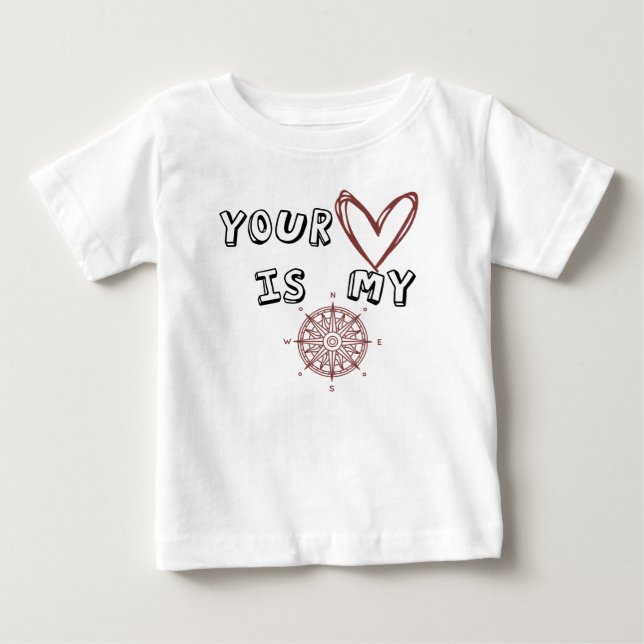 Camiseta Para Bebê Seu Coração é meu Compass (Frente)