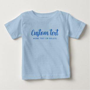 Camiseta Para Bebê Seu Modelo de Foto com Texto Personalizado Azul Cl
