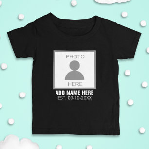 Camiseta Para Bebê Seu nome e idade da foto aqui