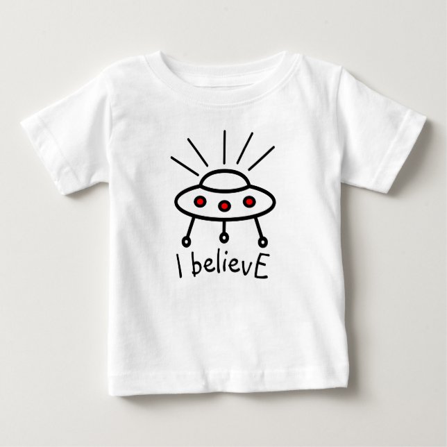 Camiseta Para Bebê Seu próprio texto OVNI acredito em alienígena de d (Frente)