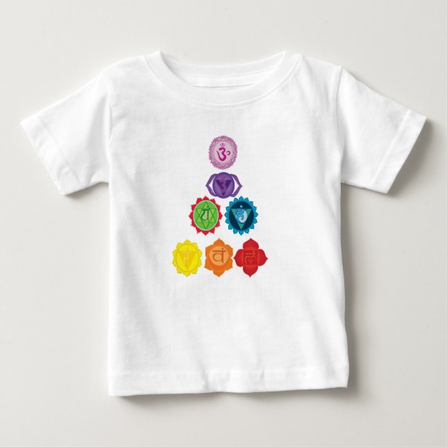 Camiseta Para Bebê Seven Chakra Yoga Baby Toddler Ruffle Tee, Branco (Frente)