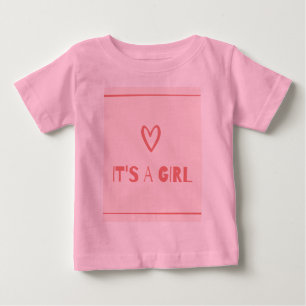 Camiseta Para Bebê Sexo Coração Cor-de-Rosa Bonito Revela Tee