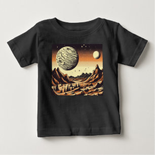 Camiseta Para Bebê SF Mars Landscape Woodcut 1