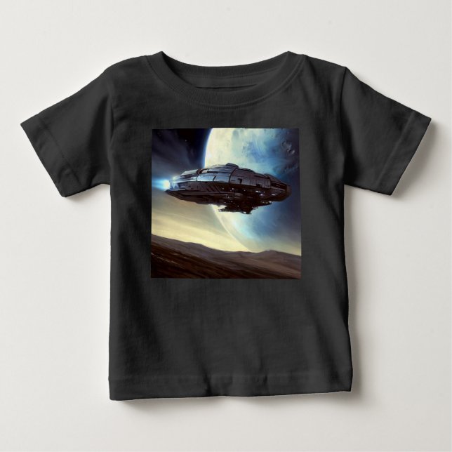 Camiseta Para Bebê SF Orbiting Spaceship 2 (Frente)