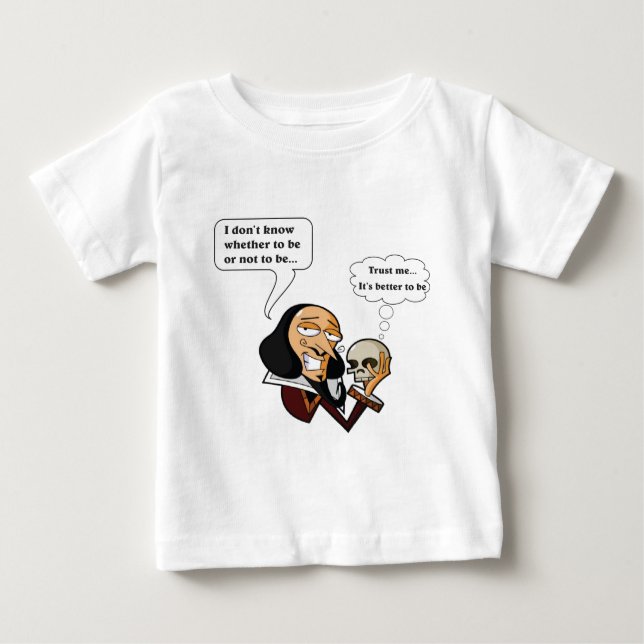 Camiseta Para Bebê Shakespeare Hamlet, para ser ou para não ser (Frente)