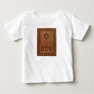 Camiseta Para Bebê Shalom em Madeira Talhada