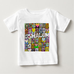 Camiseta Para Bebê Shalom LOVE Psicodélico dos anos 60