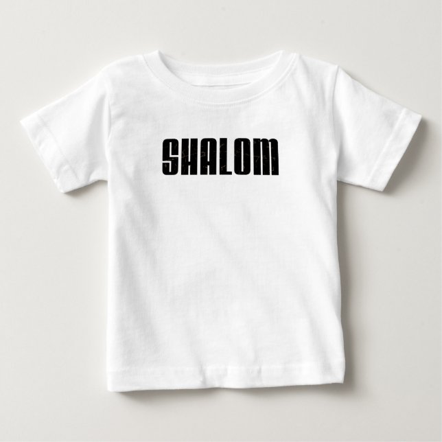 Camiseta Para Bebê Shalom - Palavra hebraica - Judeu da Paz e da Harm (Frente)