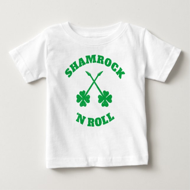 Camiseta Para Bebê Shamrock 'n Roll Grunge (Frente)