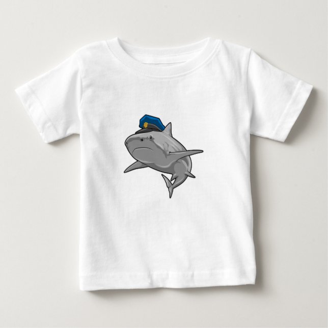 Camiseta Para Bebê Shark as Police officer Police (Frente)