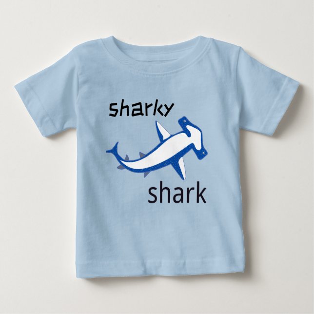 Camiseta Para Bebê Sharky Shark Baby T-Shirt Light Blue (Frente)