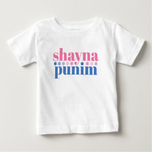 Camiseta Para Bebê Shayna Punim Jewish Pink Blue Slogan