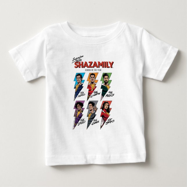 Camiseta Para Bebê SHAZAM! Fury of the Gods | SHAZAMily Comic Bolts (Frente)