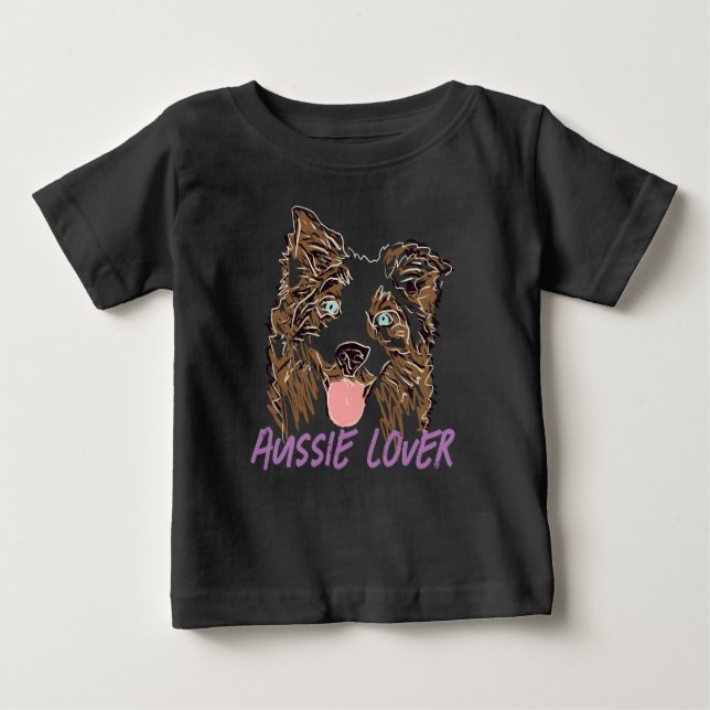 Camiseta Para Bebê Shepherd Lover australiano (Frente)