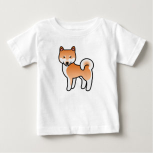 Camiseta Para Bebê Shiba Inu, caricatura vermelha