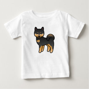 Camiseta Para Bebê Shiba Inu, Cartoon Preto E Tan