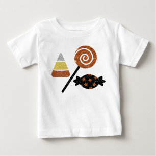 Camiseta Para Bebê Shimmereen Halloween Candy White Toddler Ruffle