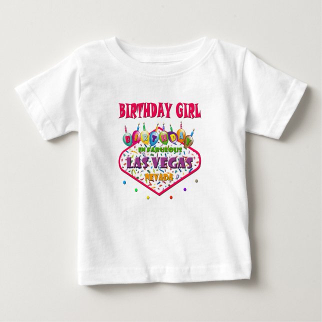 Camiseta Para Bebê Shirt Las Vegas Birthday Girl (Frente)