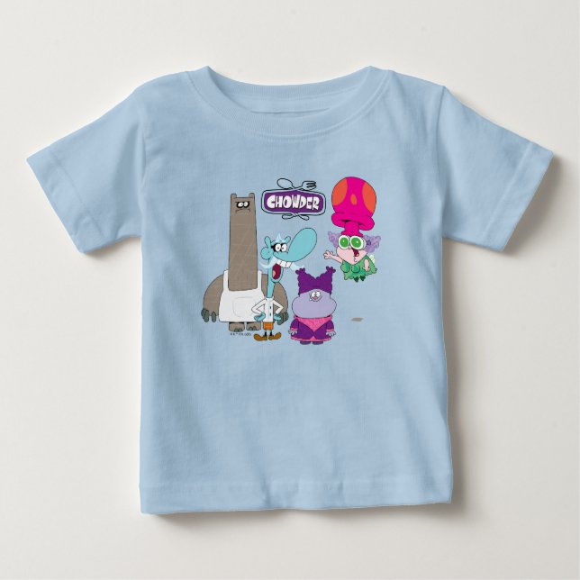 Camiseta Para Bebê Shnitzel, Mung, Chowder e Truffles (Frente)