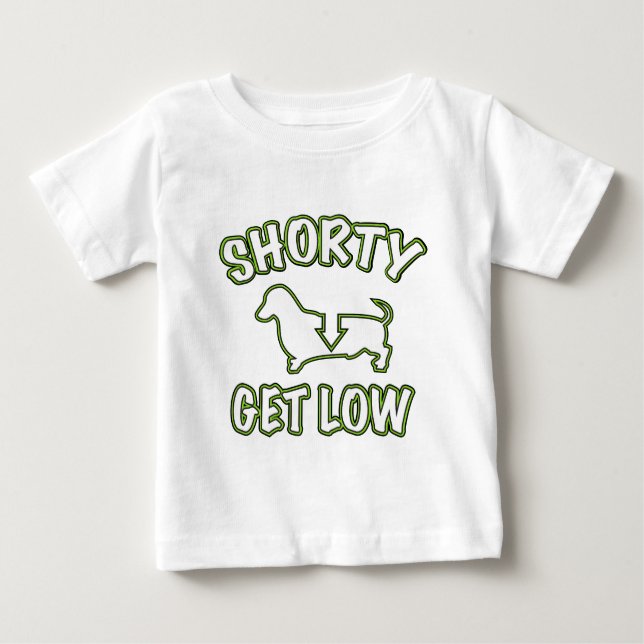 Camiseta Para Bebê Shorty obtem o baixo Dachshund (Frente)