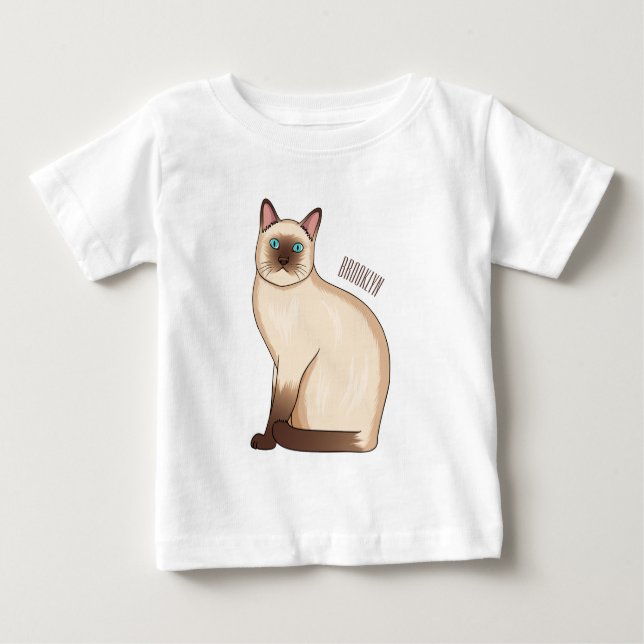 Camiseta Para Bebê Siamese cat cartoon illustration (Frente)
