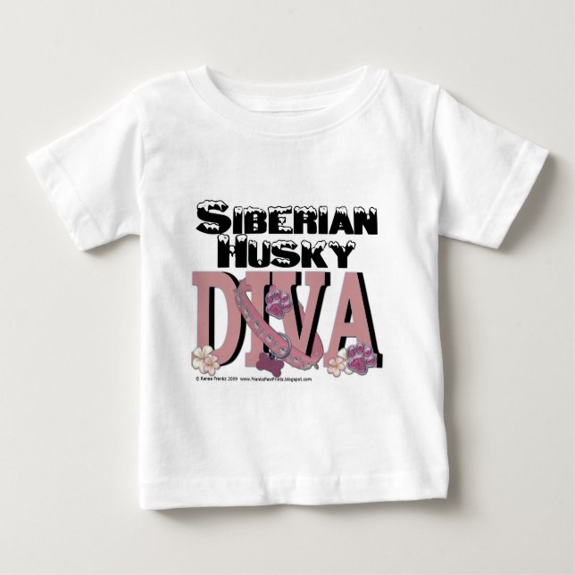Camiseta Para Bebê Siberian Husky DIVA (Frente)