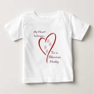Camiseta Para Bebê Siberian Husky Hearts Pertence