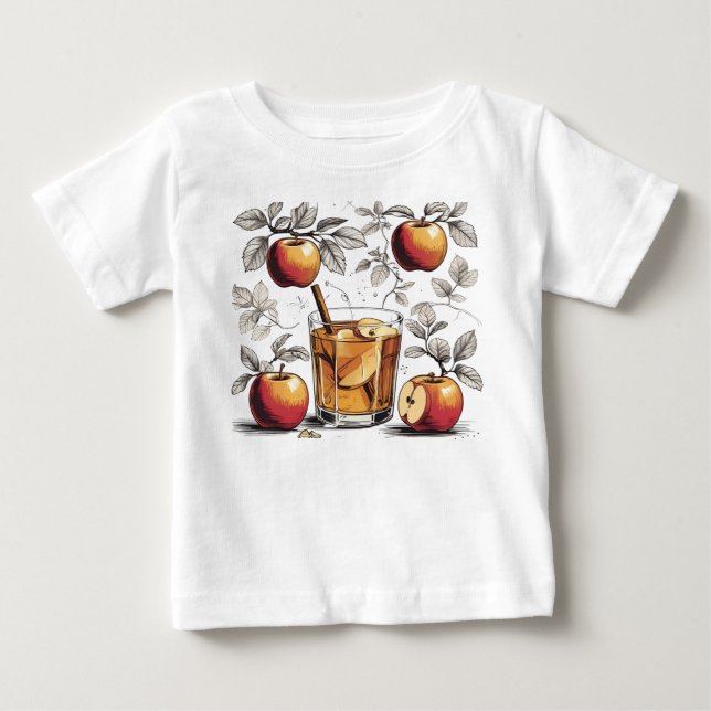 Camiseta Para Bebê sidra de maçã - sidra e folhas 🍎 🍂 (Frente)