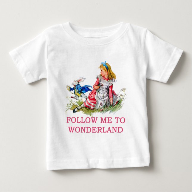 CAMISETA PARA BEBÊ SIGA-ME A WONDERLAND (Frente)