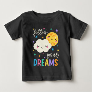 Camiseta Para Bebê Siga seus sonhos Nuvem e Lua