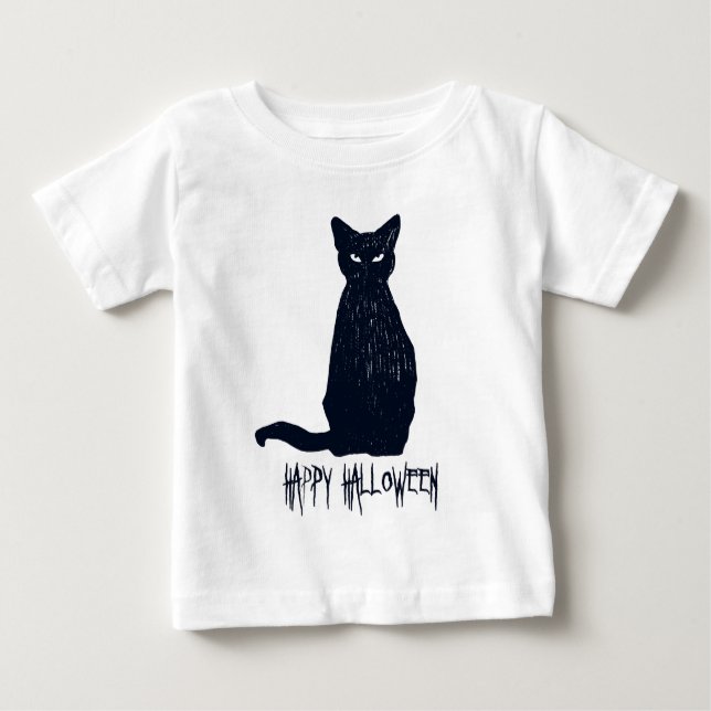 Camiseta Para Bebê Silhouette Black Cat (Frente)