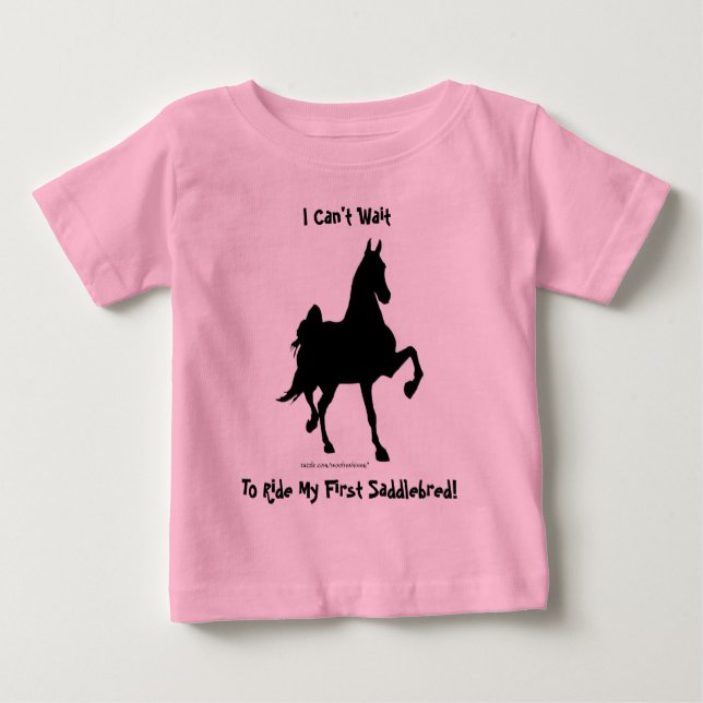 Camiseta Para Bebê Silhouette de Cavalo de Saddlecriado (Frente)