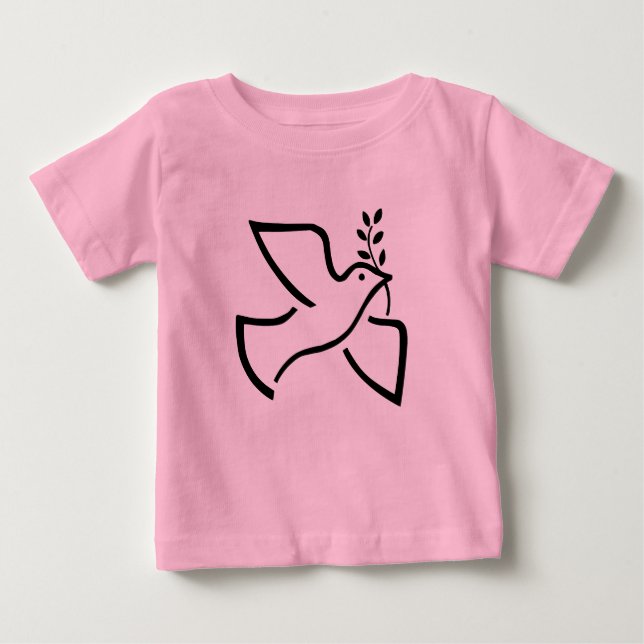 Camiseta Para Bebê Silhouette de Dove da Paz Branco (Frente)
