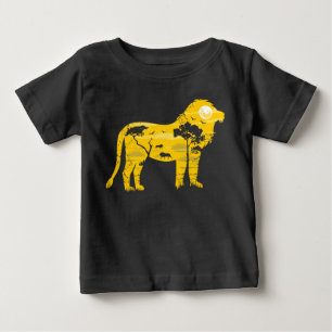 Camiseta Para Bebê Silhueta da Lua Cheia da Savana do Leão Africano