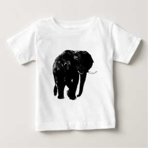 Camiseta Para Bebê Silhueta de Elefante Preto