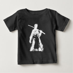 Camiseta Para Bebê Silhueta de Guerreiro com Arte da Espada