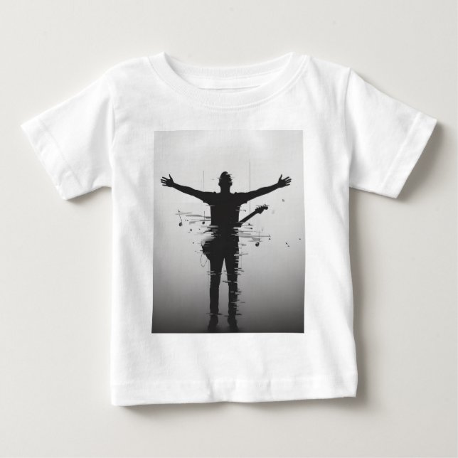 Camiseta Para Bebê Silhueta de Músico (Frente)