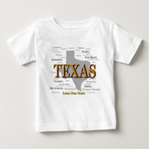 Camiseta Para Bebê Silhueta do mapa do orgulho do estado de Texas