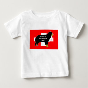 Camiseta Para Bebê silhueta do nome do cão de montanha bernês na band