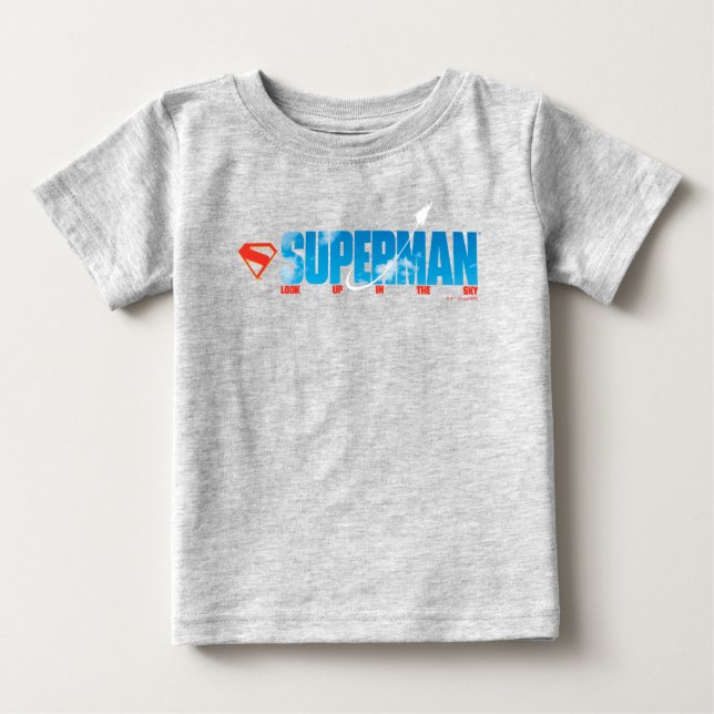 Camiseta Para Bebê Silhueta do Superman Voando pelo Céu (Frente)