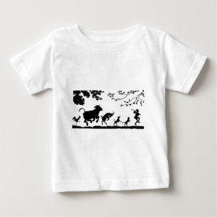Camiseta Para Bebê Silhueta engraçada da cabra da galinha da vaca do