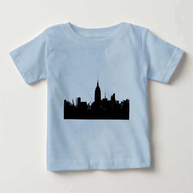 Camiseta Para Bebê Silhueta Nova York Preto e Branco (Frente)