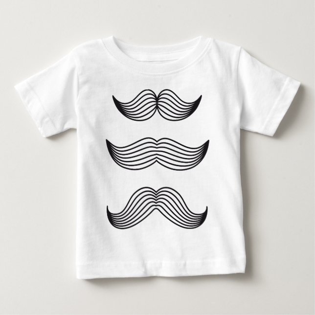 Camiseta Para Bebê Silhuetas bigodes, desenho de linhas (Frente)