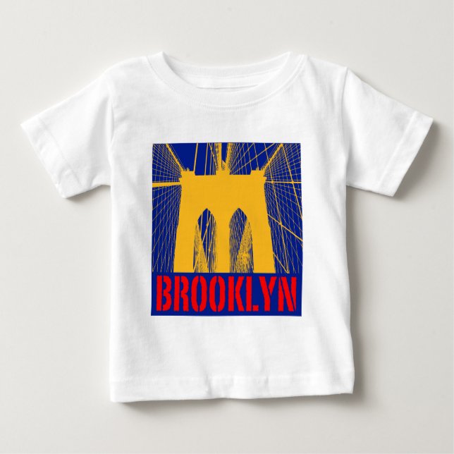 Camiseta Para Bebê Silhuette da ponte Brooklyn (Frente)