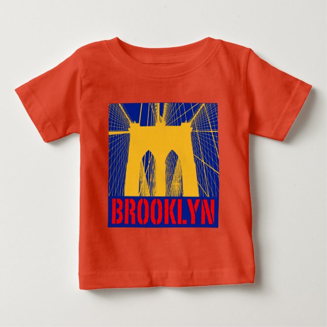 Camiseta Para Bebê Silhuette da ponte Brooklyn (Frente)